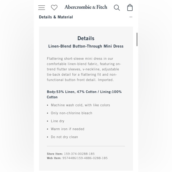 Abercrombie Linen Blend Button Through Mini Dress Size Medium - Picture 3 of 5